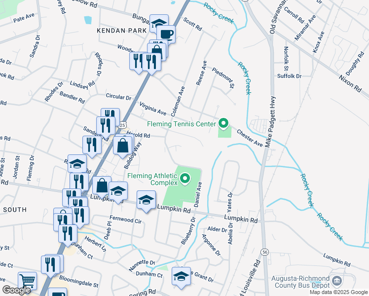 map of restaurants, bars, coffee shops, grocery stores, and more near 2001 Coleman Court in Augusta