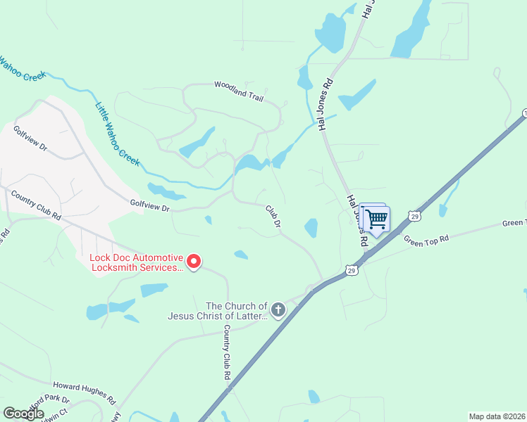 map of restaurants, bars, coffee shops, grocery stores, and more near 4 Club Drive in Newnan