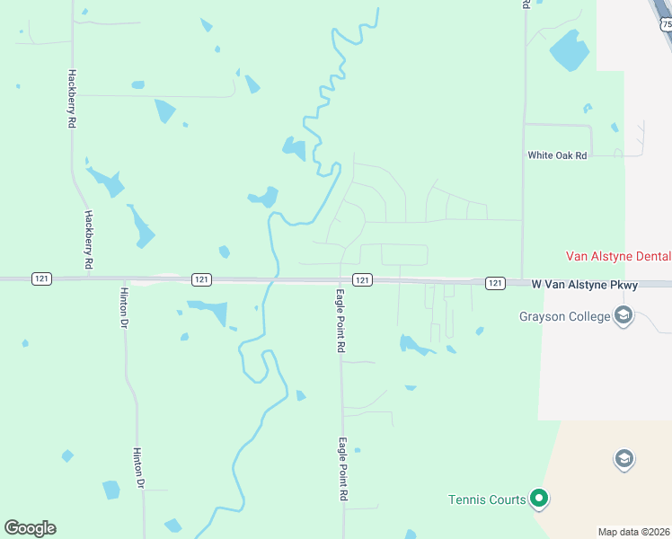 map of restaurants, bars, coffee shops, grocery stores, and more near 208 Eagle Point Road in Van Alstyne
