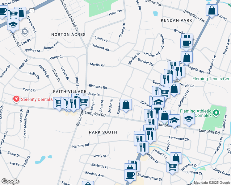 map of restaurants, bars, coffee shops, grocery stores, and more near 2208 Jacqueline Avenue in Augusta