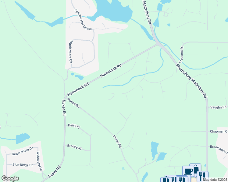 map of restaurants, bars, coffee shops, grocery stores, and more near 142 Wakefield Drive in Newnan