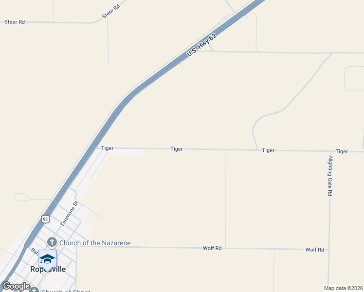 map of restaurants, bars, coffee shops, grocery stores, and more near 6640 Tiger in Ropesville