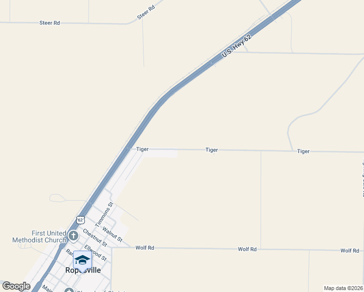 map of restaurants, bars, coffee shops, grocery stores, and more near 6280-6613 Tiger in Ropesville