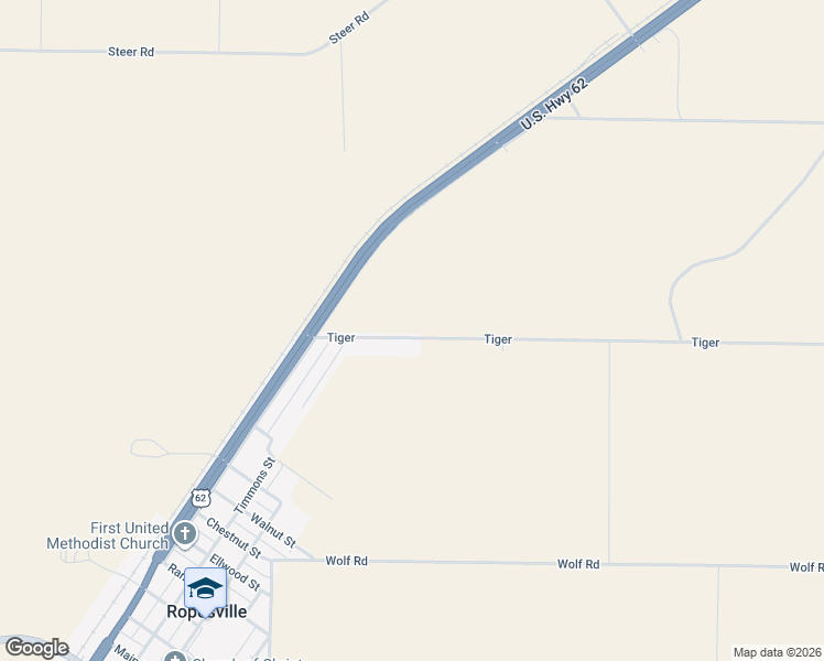 map of restaurants, bars, coffee shops, grocery stores, and more near 6626 Tiger in Ropesville