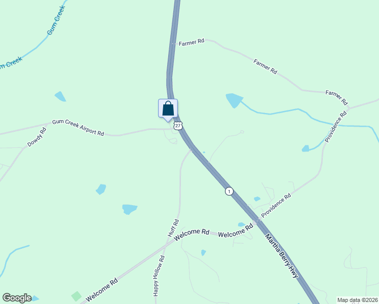 map of restaurants, bars, coffee shops, grocery stores, and more near 125 Huff Road in Roopville