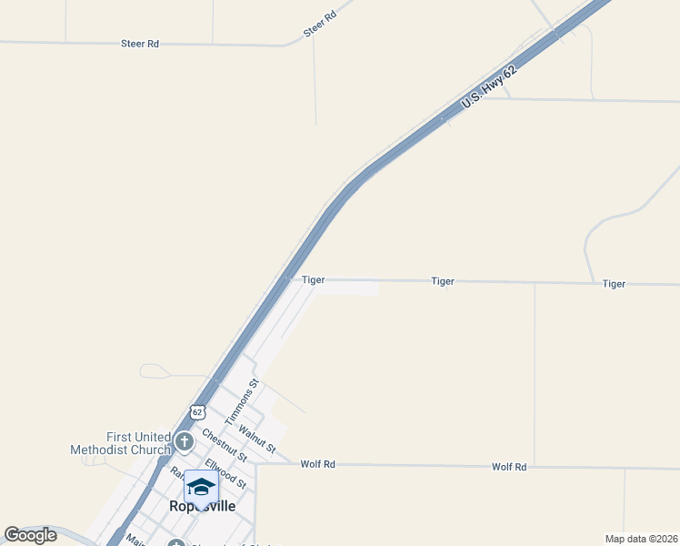 map of restaurants, bars, coffee shops, grocery stores, and more near 6611 Tiger in Ropesville