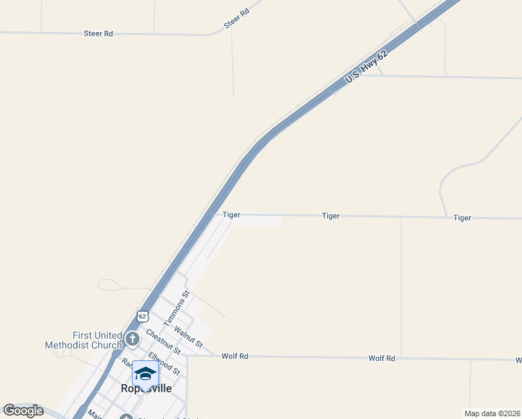 map of restaurants, bars, coffee shops, grocery stores, and more near 6626 Tiger in Ropesville