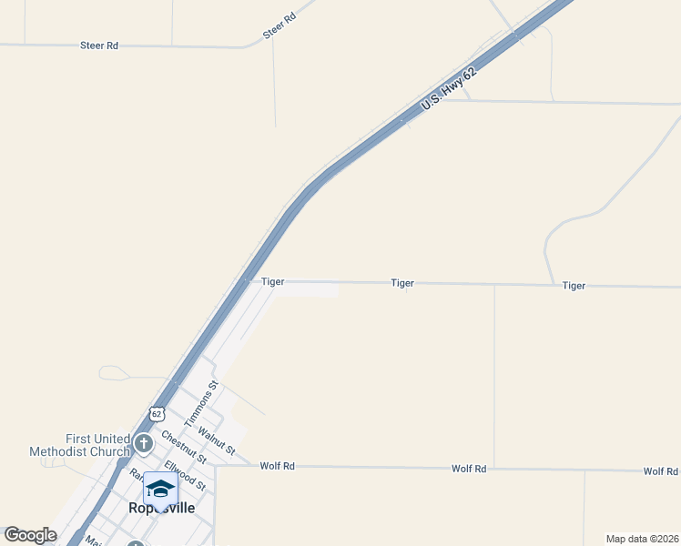 map of restaurants, bars, coffee shops, grocery stores, and more near 6280-6613 Tiger in Ropesville