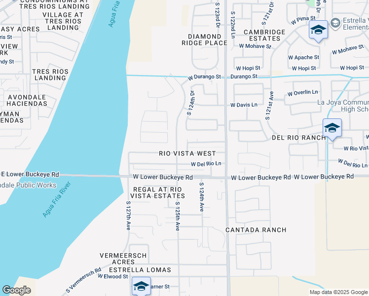 map of restaurants, bars, coffee shops, grocery stores, and more near 2510 South 124th Drive in Avondale