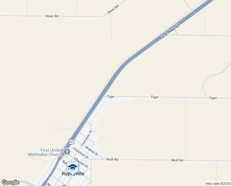 map of restaurants, bars, coffee shops, grocery stores, and more near 6611 Tiger in Ropesville