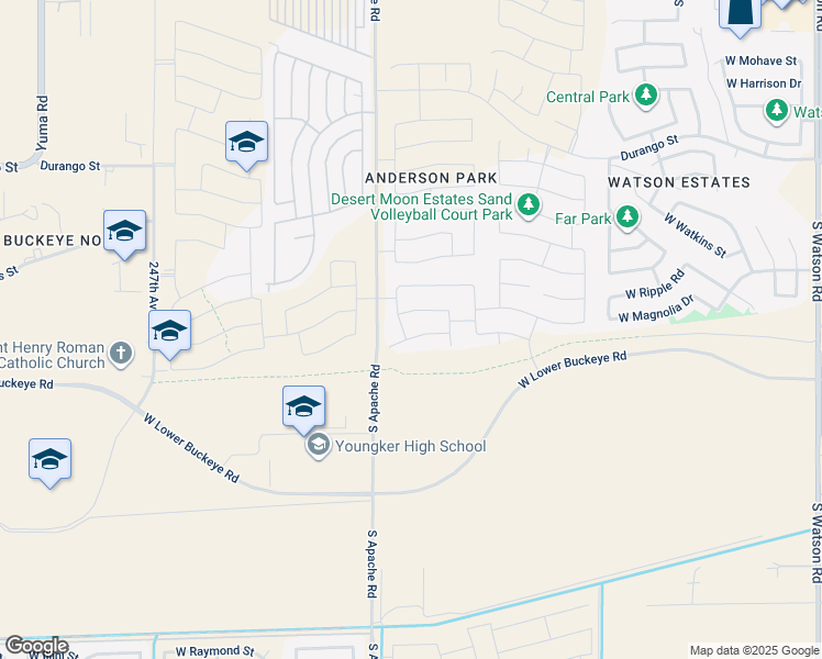 map of restaurants, bars, coffee shops, grocery stores, and more near 24224 West Flores Drive in Buckeye