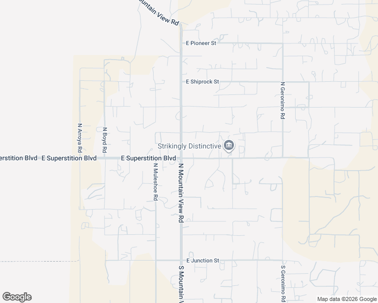 map of restaurants, bars, coffee shops, grocery stores, and more near 4890 East Superstition Boulevard in Apache Junction