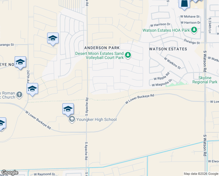 map of restaurants, bars, coffee shops, grocery stores, and more near 24157 West Ripple Road in Buckeye