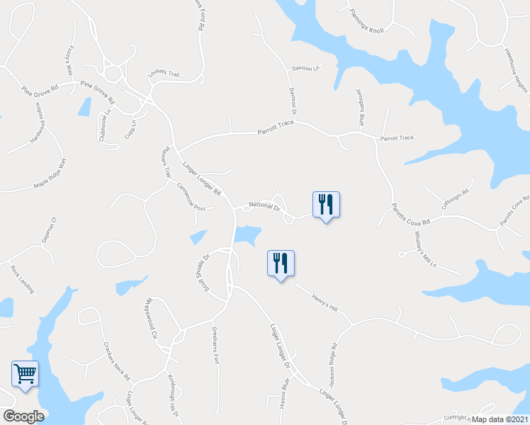 map of restaurants, bars, coffee shops, grocery stores, and more near 1051 National Drive in Greensboro