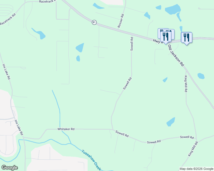 map of restaurants, bars, coffee shops, grocery stores, and more near 284 Sowell Road in McDonough