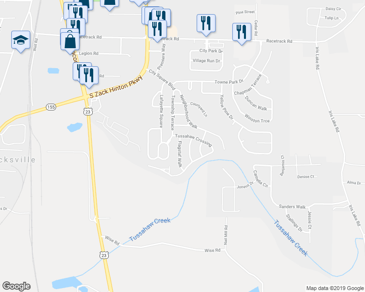 map of restaurants, bars, coffee shops, grocery stores, and more near 6050 Flagstaf Walk in McDonough