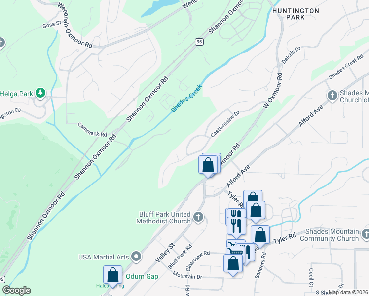 map of restaurants, bars, coffee shops, grocery stores, and more near 1001 Castlemaine Way in Birmingham