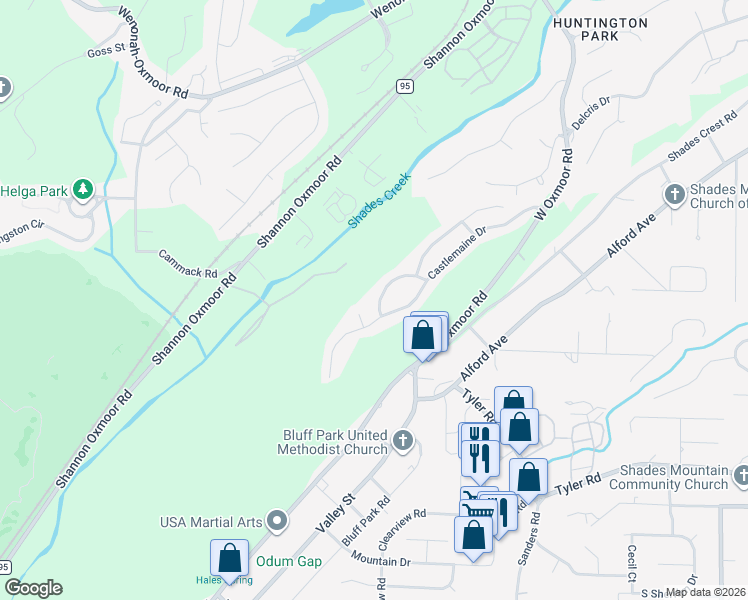 map of restaurants, bars, coffee shops, grocery stores, and more near 1001 Castlemaine Way in Birmingham