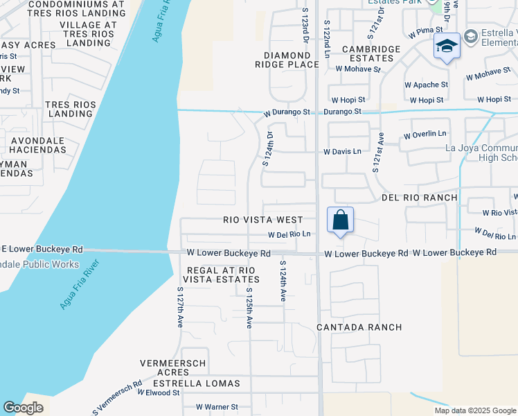 map of restaurants, bars, coffee shops, grocery stores, and more near 2510 S 124th Dr in Avondale