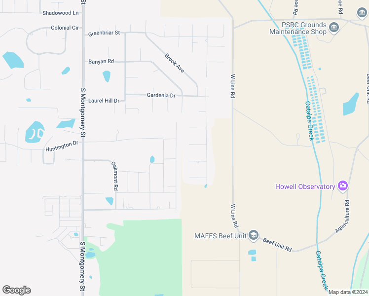 map of restaurants, bars, coffee shops, grocery stores, and more near 109 Lydia Lane in Starkville