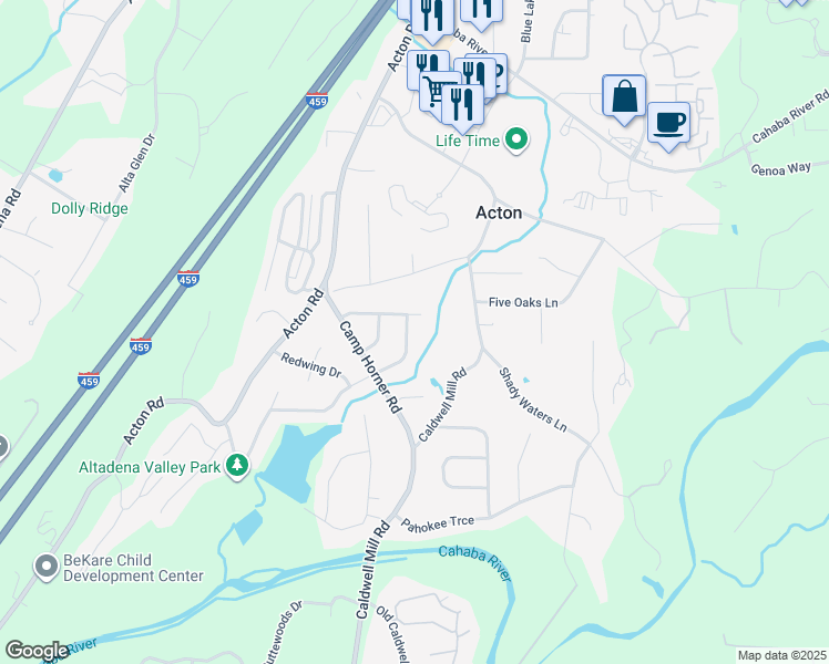 map of restaurants, bars, coffee shops, grocery stores, and more near 2768 Altadena Lake Drive in Vestavia Hills