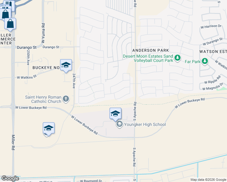 map of restaurants, bars, coffee shops, grocery stores, and more near 24428 West Ripple Road in Buckeye