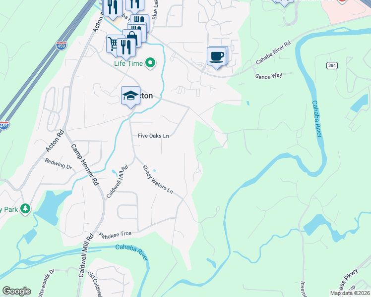 map of restaurants, bars, coffee shops, grocery stores, and more near 4672 Bridgewater Road in Birmingham