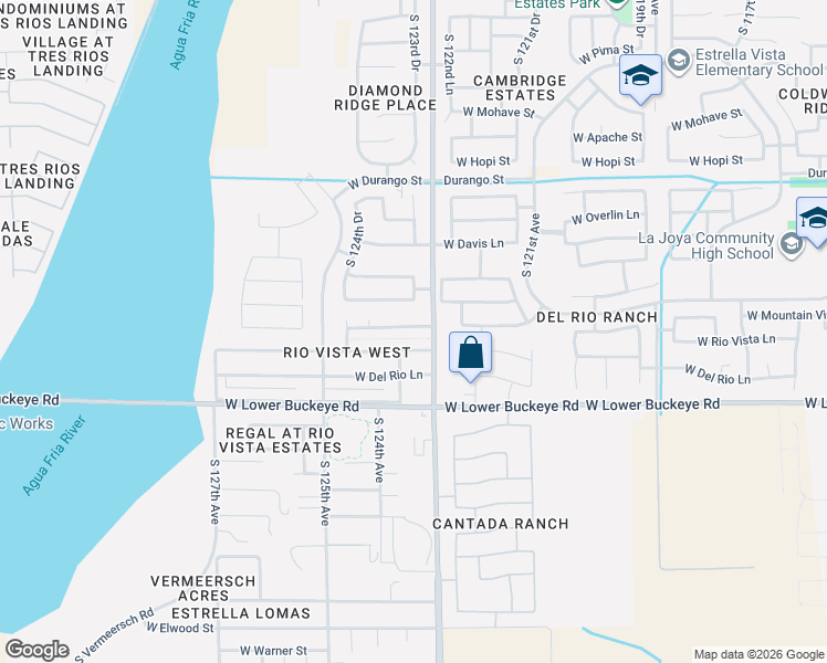 map of restaurants, bars, coffee shops, grocery stores, and more near 12319 West Calle Hermosa in Avondale