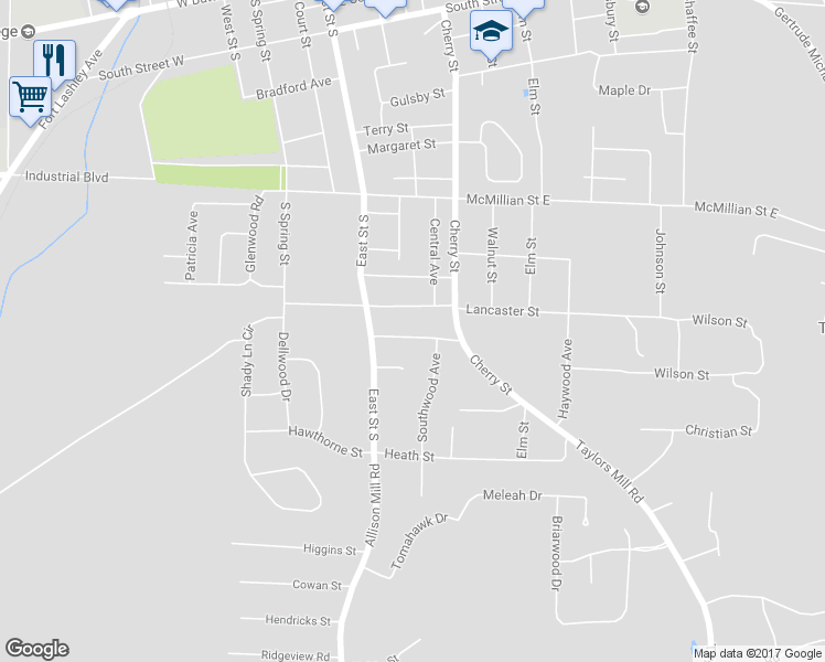 map of restaurants, bars, coffee shops, grocery stores, and more near 114 Elizabeth Avenue in Talladega