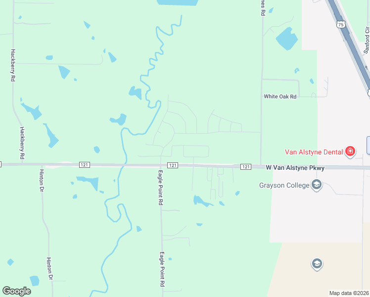 map of restaurants, bars, coffee shops, grocery stores, and more near 1801 Eagle Landing in Van Alstyne