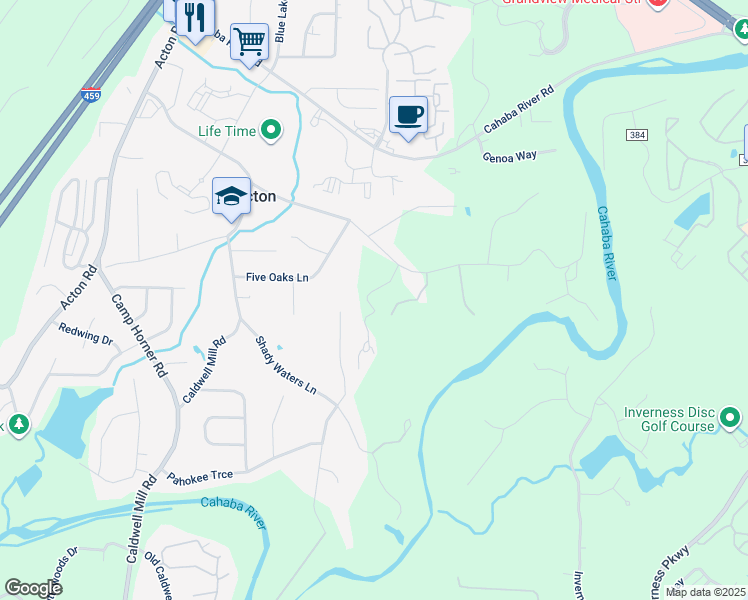 map of restaurants, bars, coffee shops, grocery stores, and more near 4640 Old Looney Mill Road in Birmingham