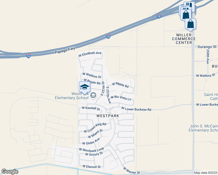 map of restaurants, bars, coffee shops, grocery stores, and more near 25667 West Ripple Road in Buckeye