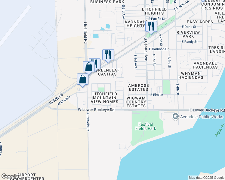 map of restaurants, bars, coffee shops, grocery stores, and more near 1101 South 4th Avenue in Avondale
