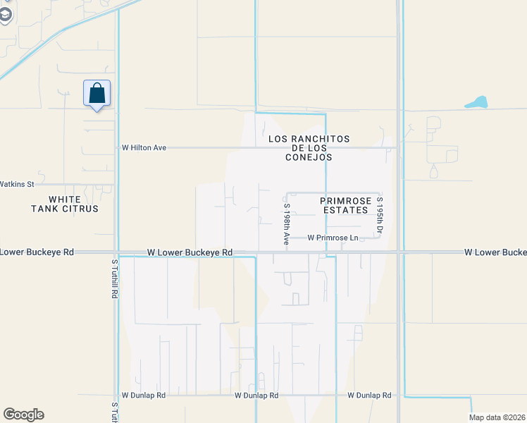 map of restaurants, bars, coffee shops, grocery stores, and more near 2513 South 199th Avenue in Buckeye