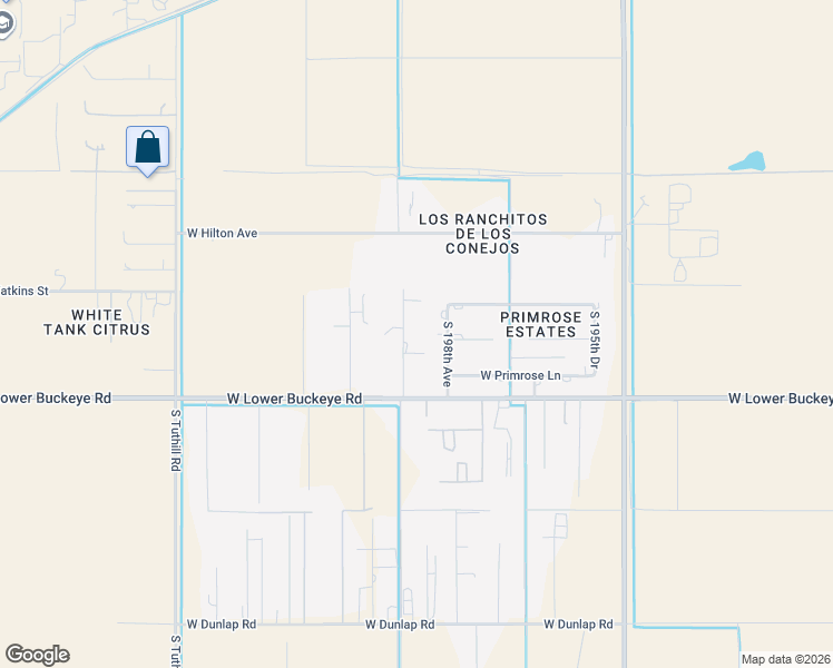 map of restaurants, bars, coffee shops, grocery stores, and more near 2513 South 199th Avenue in Buckeye