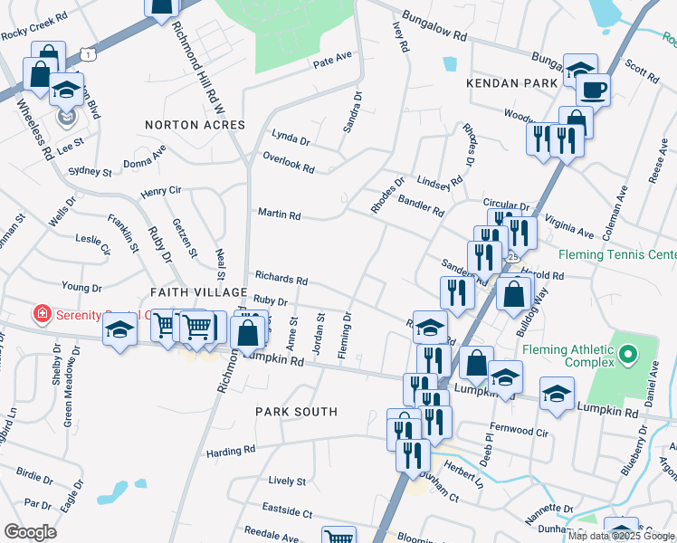 map of restaurants, bars, coffee shops, grocery stores, and more near 2208 Jacqueline Avenue in Augusta