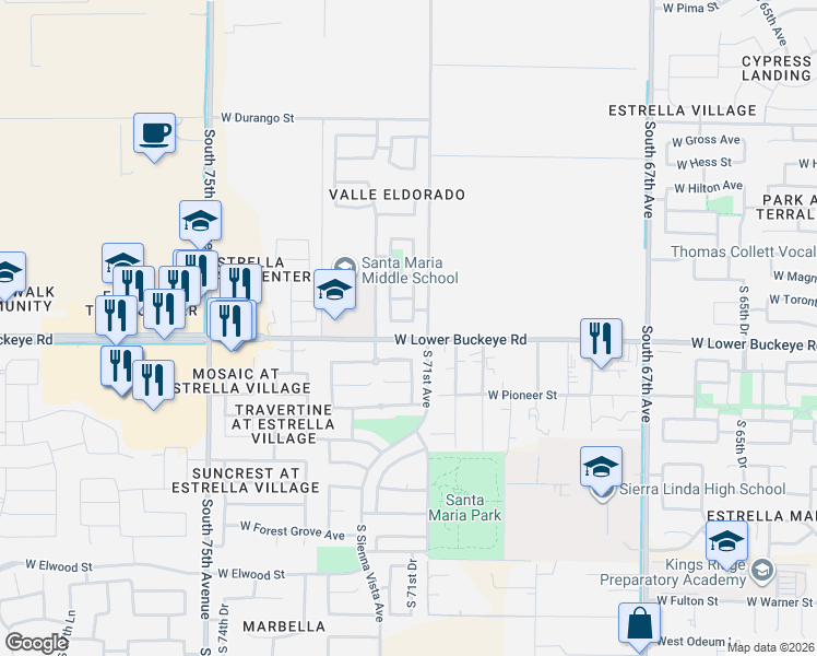 map of restaurants, bars, coffee shops, grocery stores, and more near in Phoenix