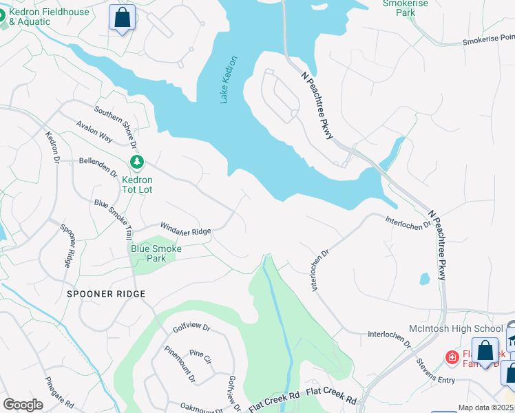 map of restaurants, bars, coffee shops, grocery stores, and more near 604 4 Winds Pointe in Peachtree City