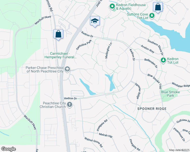 map of restaurants, bars, coffee shops, grocery stores, and more near 120 Lexington Pass in Peachtree City