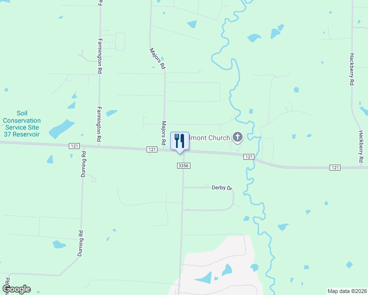 map of restaurants, bars, coffee shops, grocery stores, and more near 14333 Farm to Market 121 in Van Alstyne