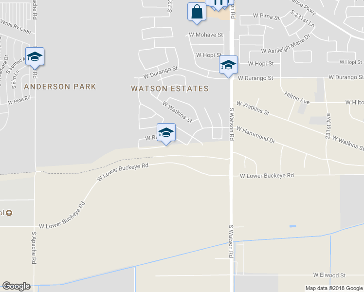 map of restaurants, bars, coffee shops, grocery stores, and more near 23687 West Magnolia Drive in Buckeye