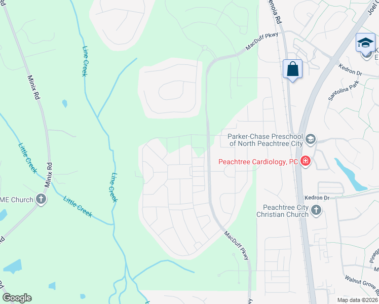 map of restaurants, bars, coffee shops, grocery stores, and more near 147 Soundview Trace in Peachtree City