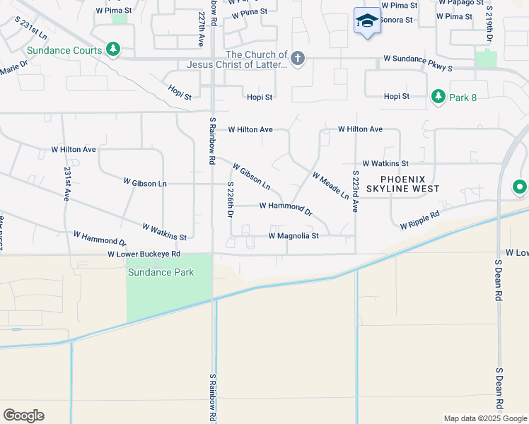 map of restaurants, bars, coffee shops, grocery stores, and more near 22503 West Hammond Drive in Buckeye