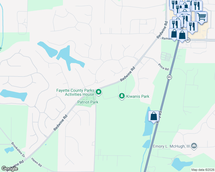 map of restaurants, bars, coffee shops, grocery stores, and more near 980 Redwine Road in Fayetteville