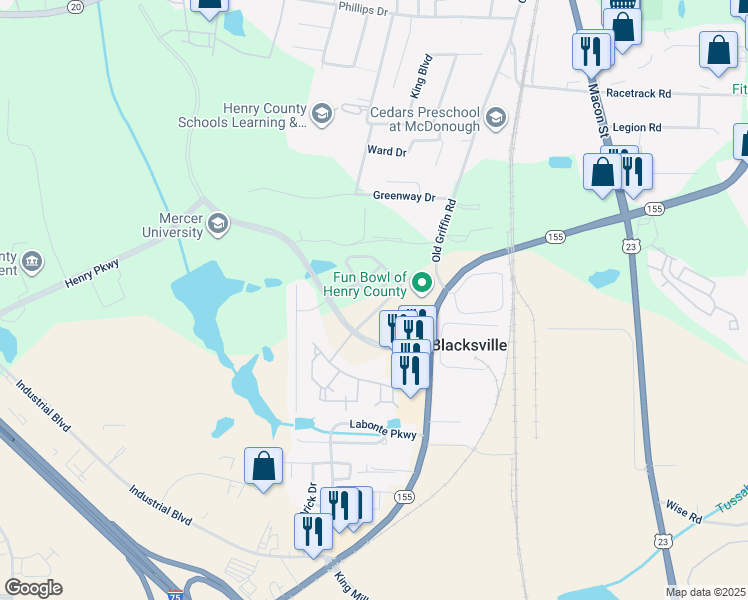 map of restaurants, bars, coffee shops, grocery stores, and more near 1120 Mcconaughy Court in McDonough