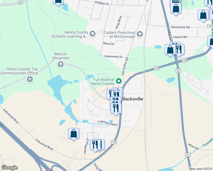 map of restaurants, bars, coffee shops, grocery stores, and more near 1120 Mcconaughy Court in McDonough