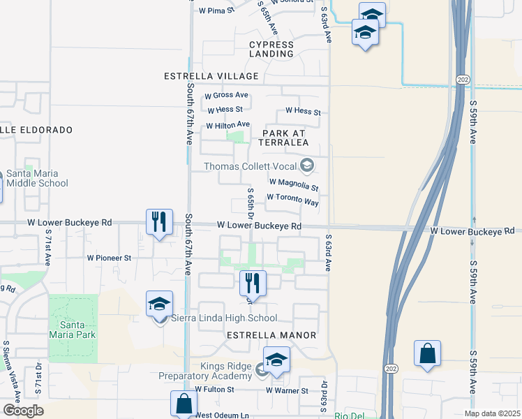 map of restaurants, bars, coffee shops, grocery stores, and more near in Phoenix
