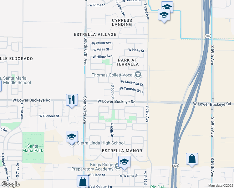 map of restaurants, bars, coffee shops, grocery stores, and more near in Phoenix