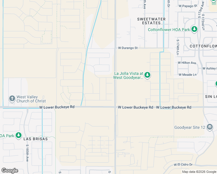 map of restaurants, bars, coffee shops, grocery stores, and more near 20236 West Broadway Road in Goodyear