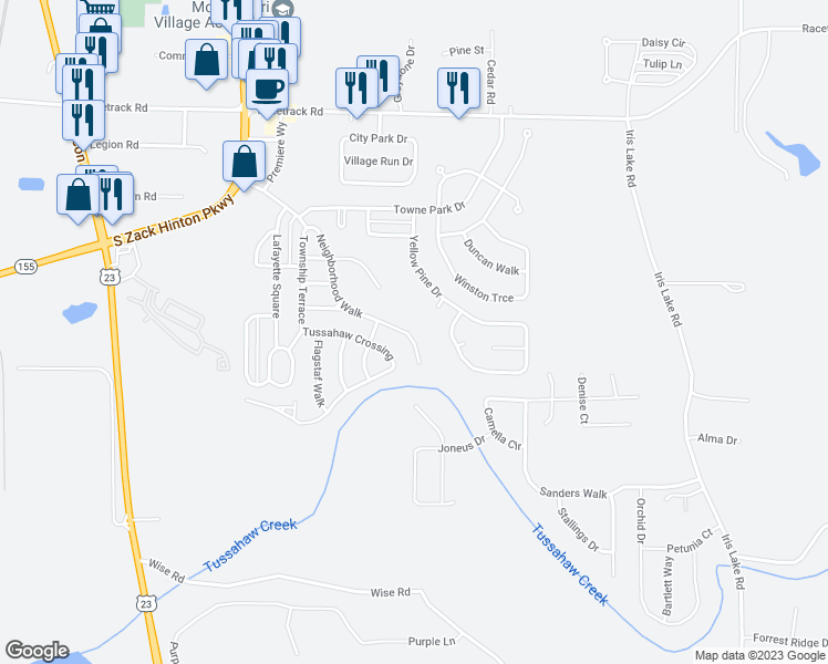 map of restaurants, bars, coffee shops, grocery stores, and more near 1840 Neighborhood Walk in McDonough